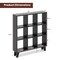 Black Engineered Wood 9-Cube Bookcase with Removable Shelves and Raised Feet